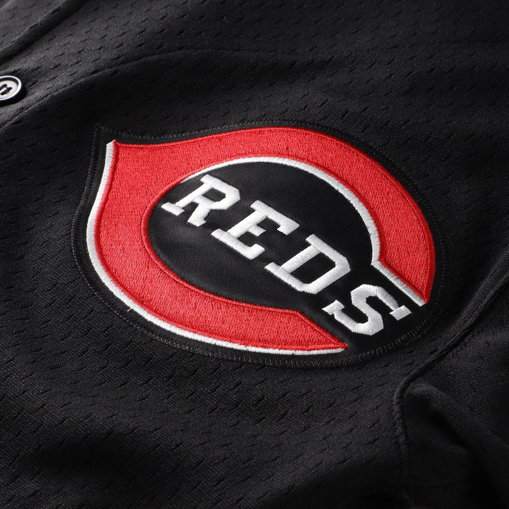 Ken Griffey Jr. Cincinnati Reds Mitchell & Ness Cooperstown Collection Mesh Batting Practice Button-Up Jersey - Black