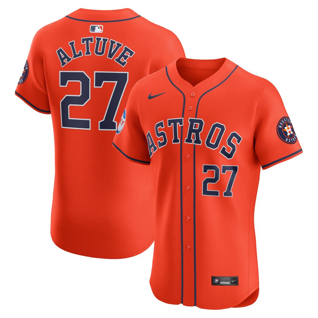 Jose Altuve Houston Astros Nike Alternate Elite Sponsor Patch Player Jersey - Orange