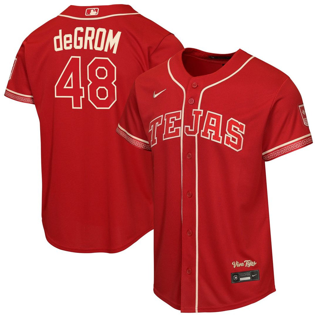 Jacob deGrom Texas Rangers Nike Youth 2026 City Connect Stadium Jersey - Red