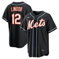Francisco Lindor New York Mets Nike Fashion Replica Black Out Jersey