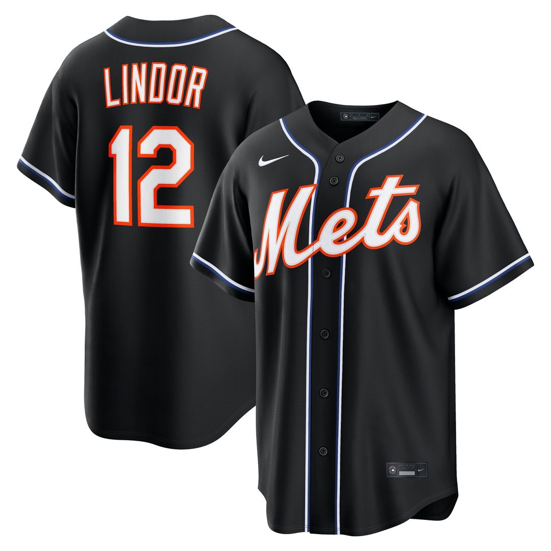 Francisco Lindor New York Mets Nike Fashion Replica Black Out Jersey