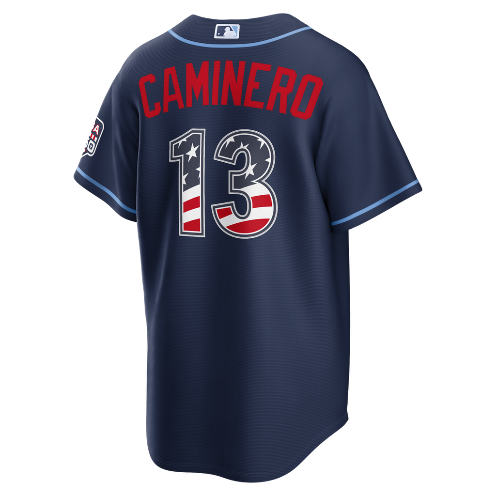 Junior Caminero Tampa Bay Rays Nike USA 250 Fourth of July Road Stadium Jersey - Navy