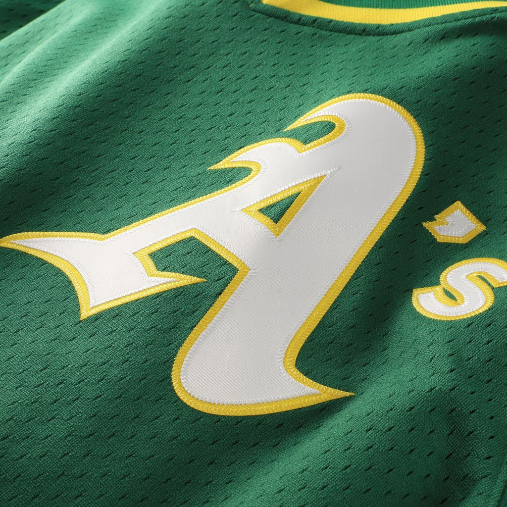 Rickey Henderson Athletics Mitchell & Ness Youth Cooperstown Collection Mesh Batting Practice Jersey - Green