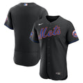New York Mets Nike Alternate Authentic Sponsor Patch Jersey - Black