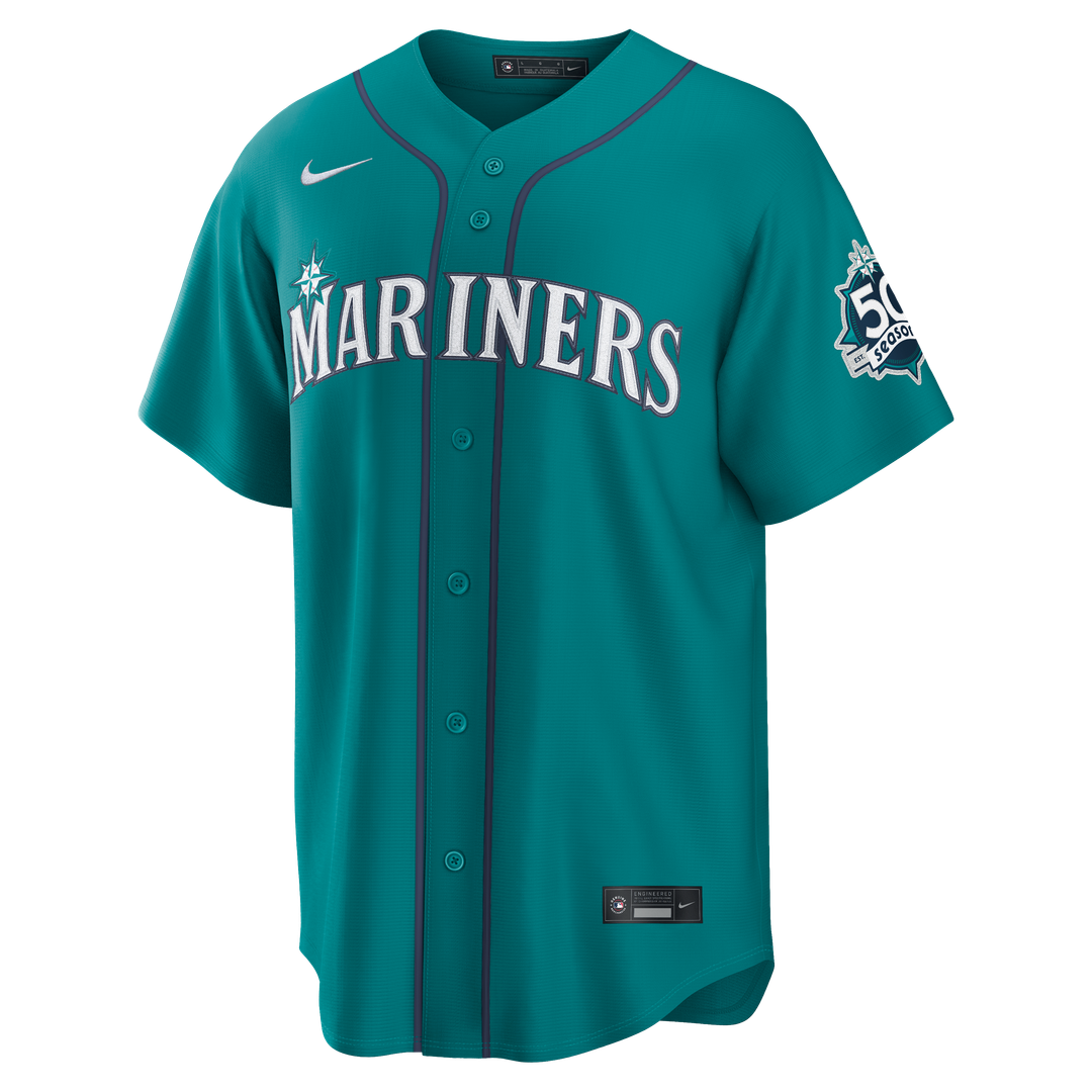 Cal Raleigh Seattle Mariners Nike  Alternate 50th Season Patch Stadium Jersey - Teal