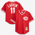 Barry Larkin Cincinnati Reds Mitchell & Ness Youth Cooperstown Collection Mesh Batting Practice Jersey - Red