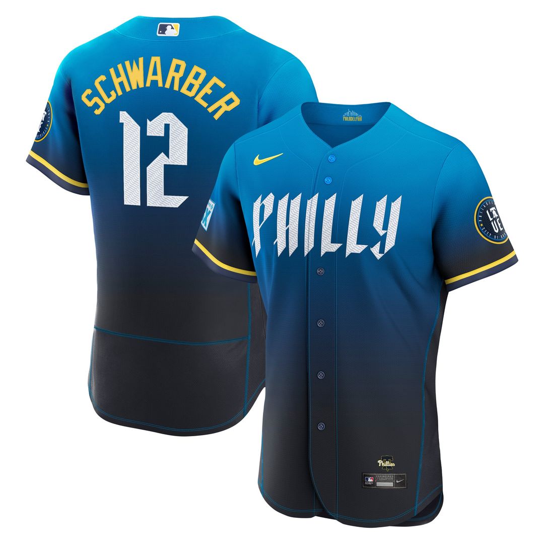 Kyle Schwarber Philadelphia Phillies Nike City Connect Authentic Sponsor Patch Jersey - Navy