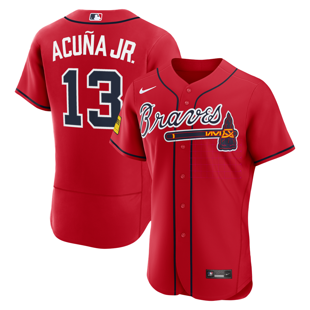 Ronald Acuña Jr. Atlanta Braves Nike Alternate Authentic Sponsor Patch Jersey - Red
