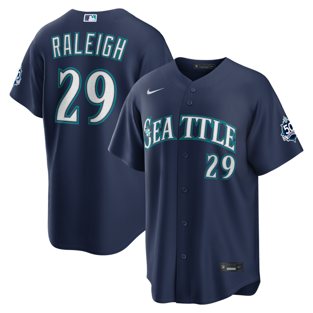 Cal Raleigh Seattle Mariners Nike  Home Stadium 50th Season Patch Jersey - White