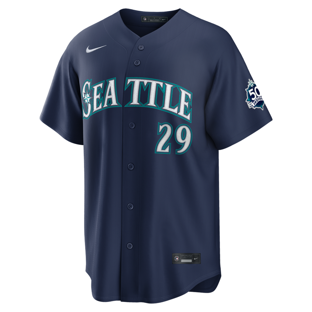 Cal Raleigh Seattle Mariners Nike  Road Stadium 50th Season Patch Jersey - Navy