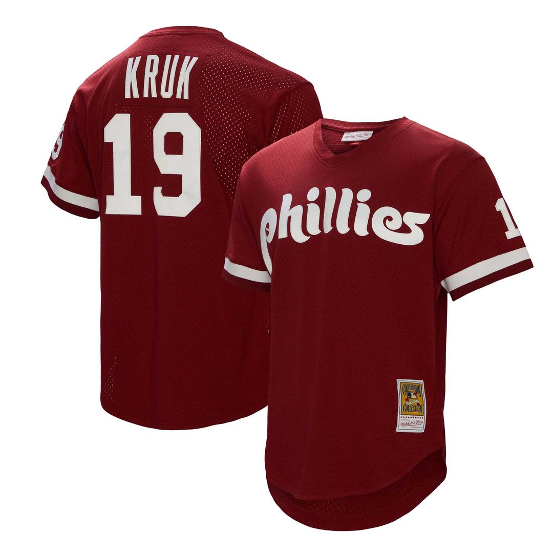 John Kruk Philadelphia Phillies Mitchell & Ness Big & Tall Cooperstown Collection Mesh Batting Practice Jersey - Burgundy