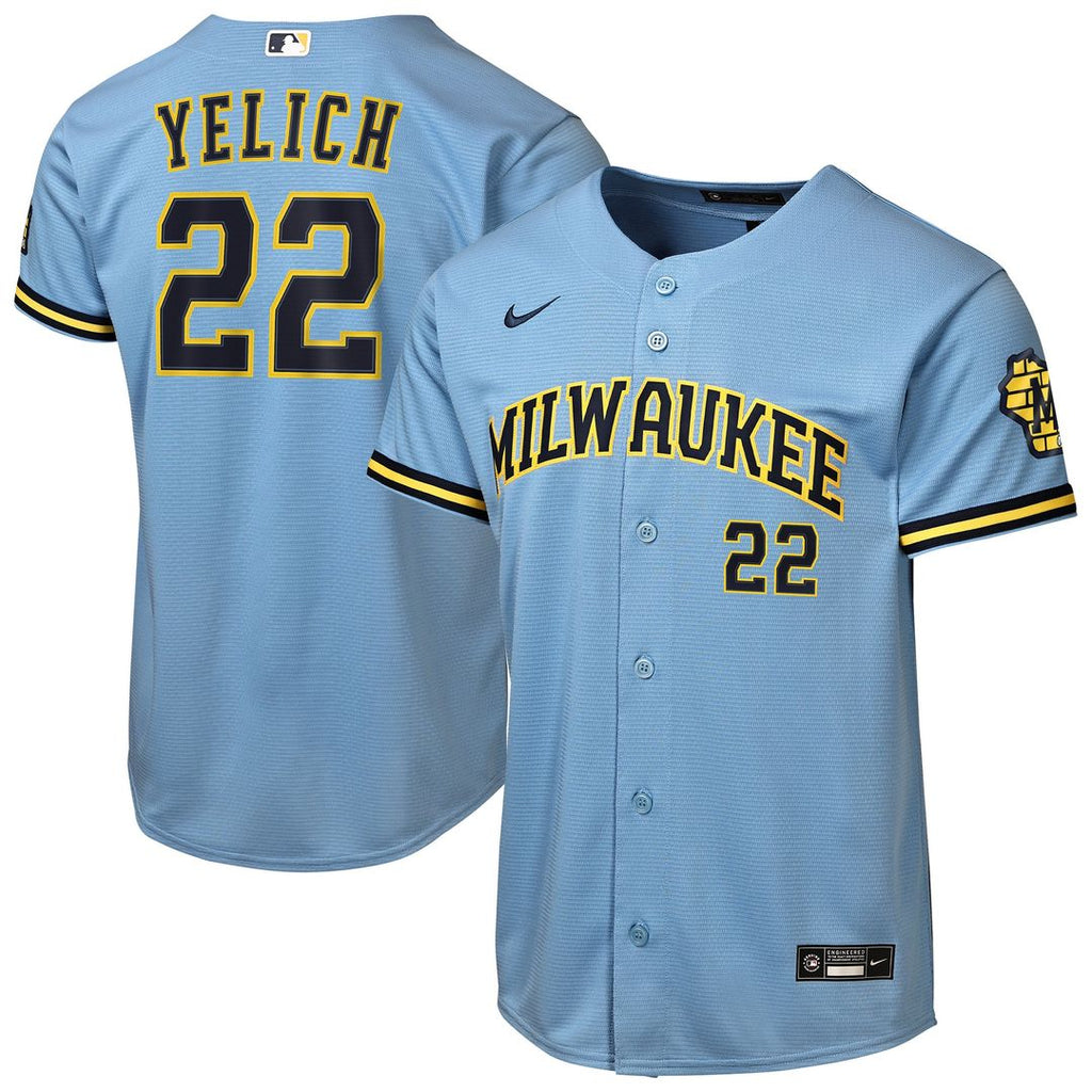 Christian Yelich Milwaukee Brewers Nike Youth Road Stadium Jersey - Powder Blue
