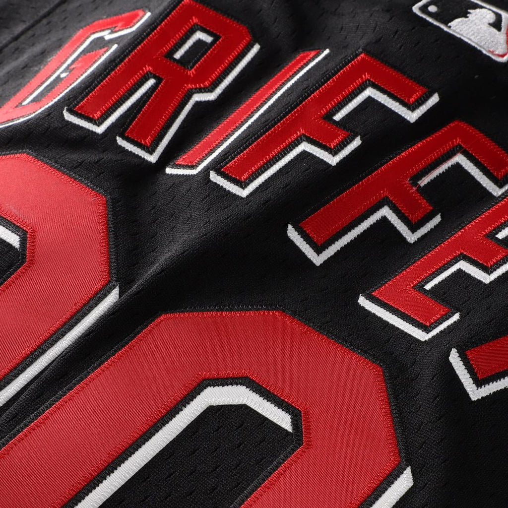 Ken Griffey Jr. Cincinnati Reds Mitchell & Ness Cooperstown Collection Mesh Batting Practice Button-Up Jersey - Black