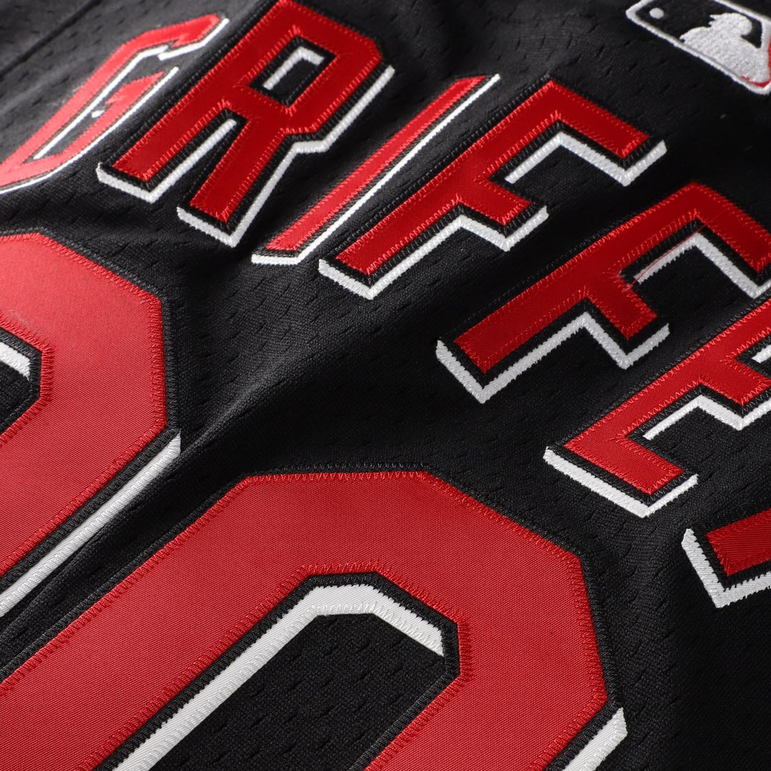 Ken Griffey Jr. Cincinnati Reds Mitchell & Ness Cooperstown Collection Mesh Batting Practice Button-Up Jersey - Black