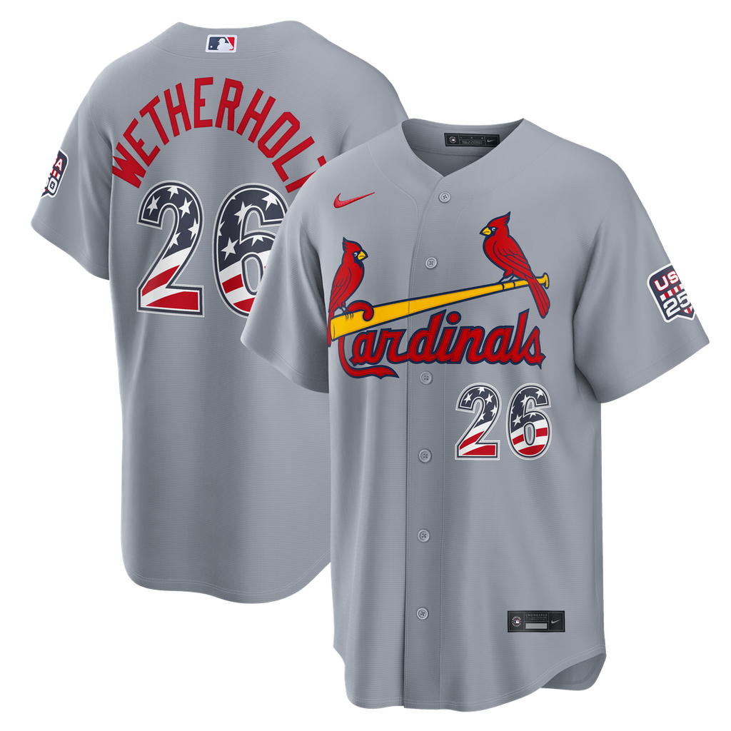 JJ Wetherholt St. Louis Cardinals Nike USA 250 Fourth of July Road Stadium Jersey - Gray