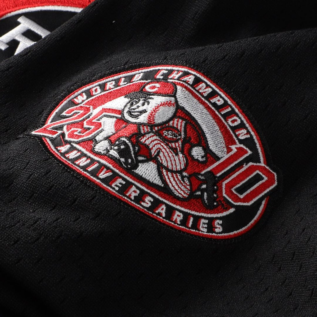 Ken Griffey Jr. Cincinnati Reds Mitchell & Ness Cooperstown Collection Mesh Batting Practice Button-Up Jersey - Black