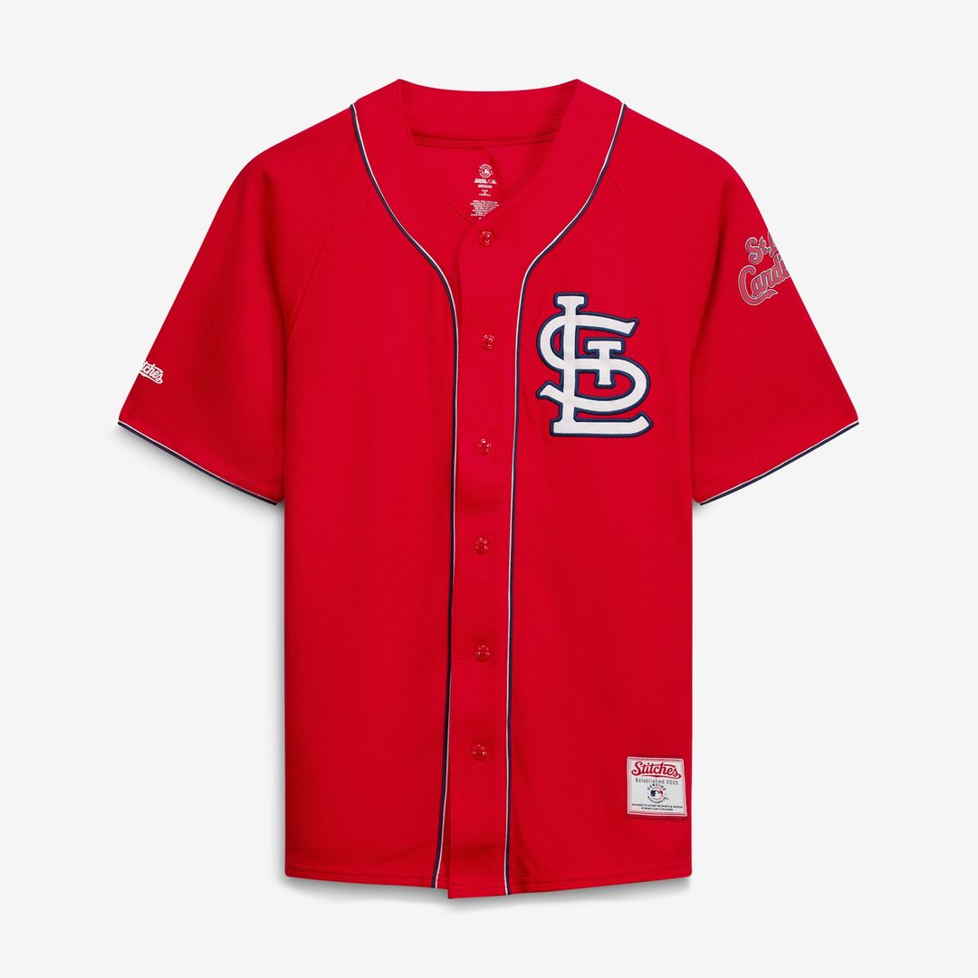 St. Louis Cardinals Stitches Team Color Full-Button Fashion Jersey - Red