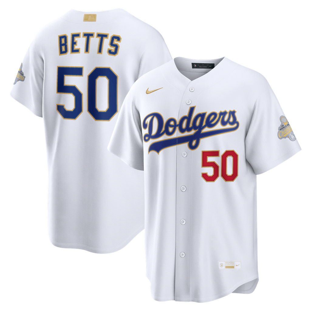 Mookie Betts Los Angeles Dodgers Nike 2026 Gold Collection Stadium Jersey - White