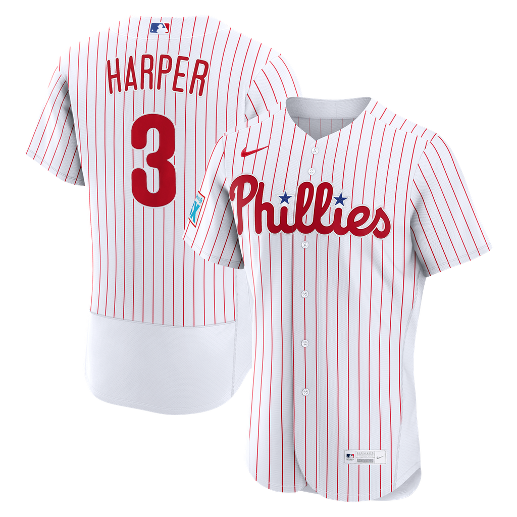 Bryce Harper Philadelphia Phillies Nike Home Authentic Sponsor Patch Jersey - White