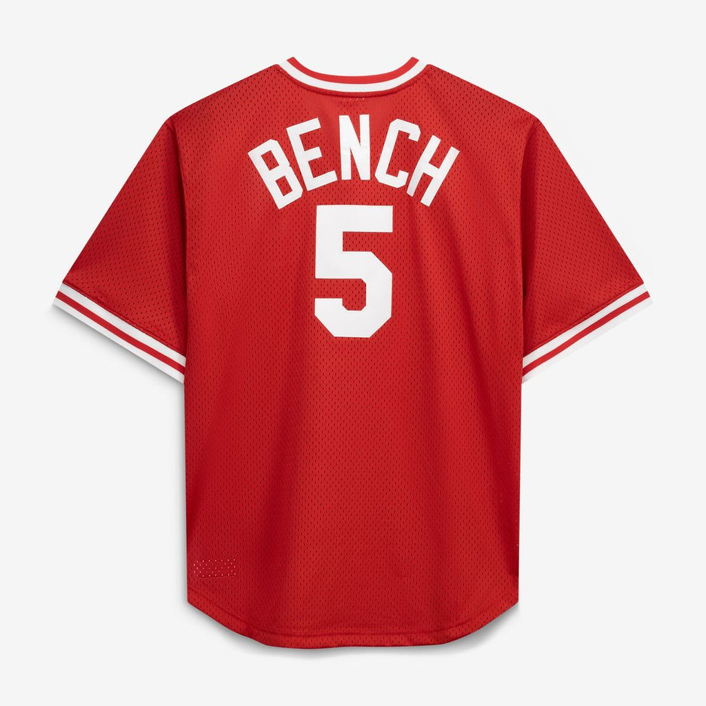 Johnny Bench Cincinnati Reds Mitchell & Ness Cooperstown Collection Big & Tall Mesh Batting Practice Jersey - Red