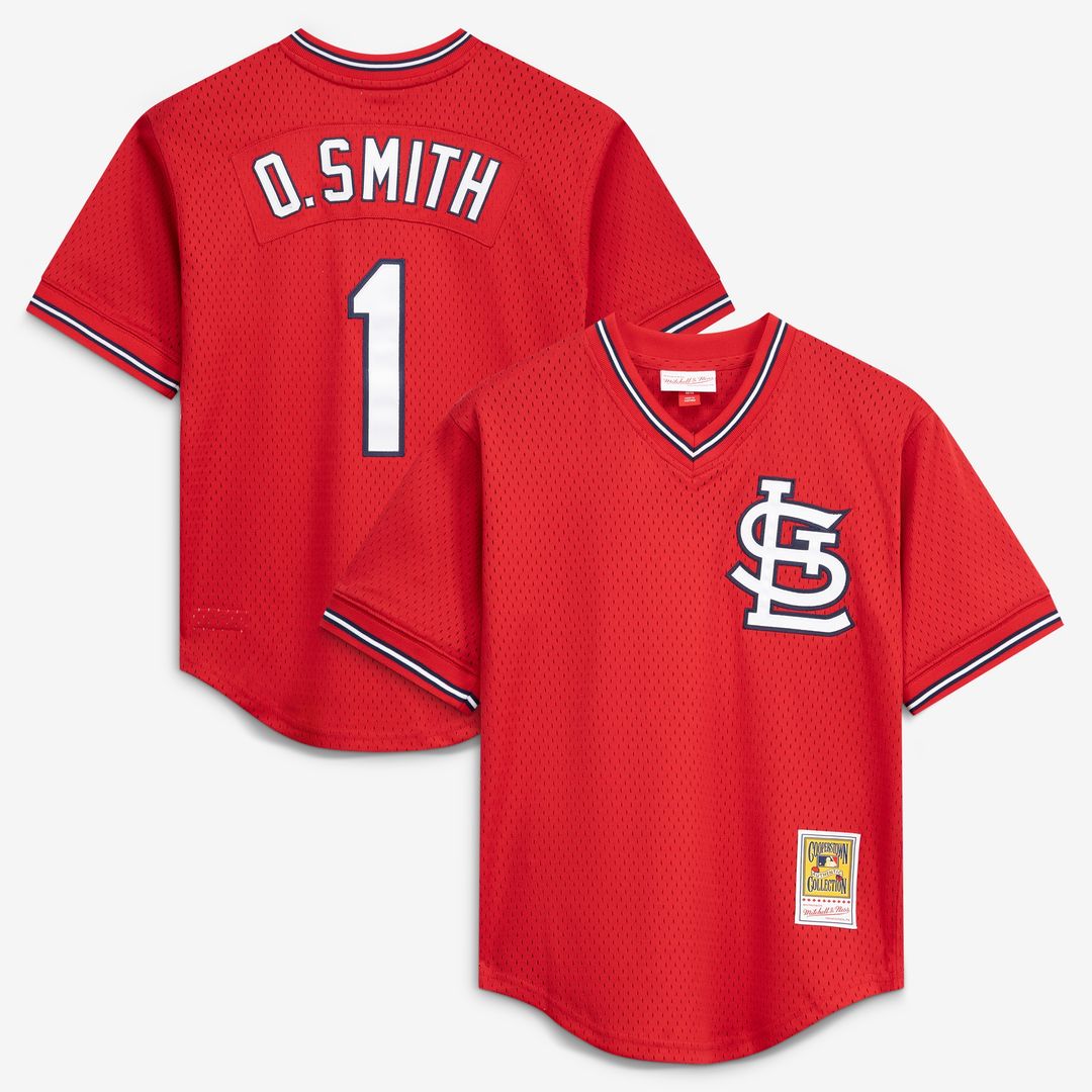 Ozzie Smith St. Louis Cardinals Mitchell & Ness Youth Cooperstown Collection Mesh Batting Practice Jersey - Navy