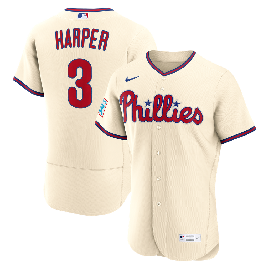 Bryce Harper Philadelphia Phillies Nike Alternate Authentic Sponsor Patch Jersey - Cream