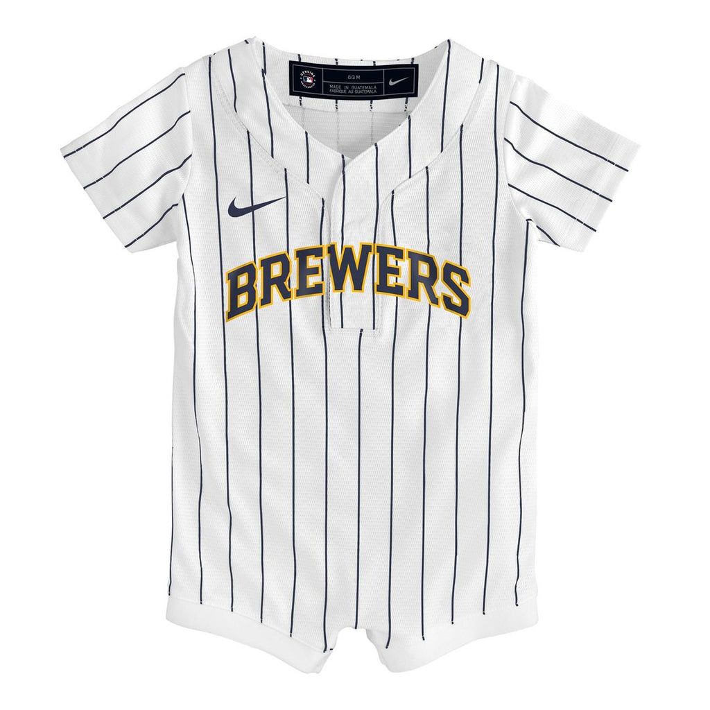 Milwaukee Brewers Nike Newborn & Infant Alternate Replica Romper Jersey - White