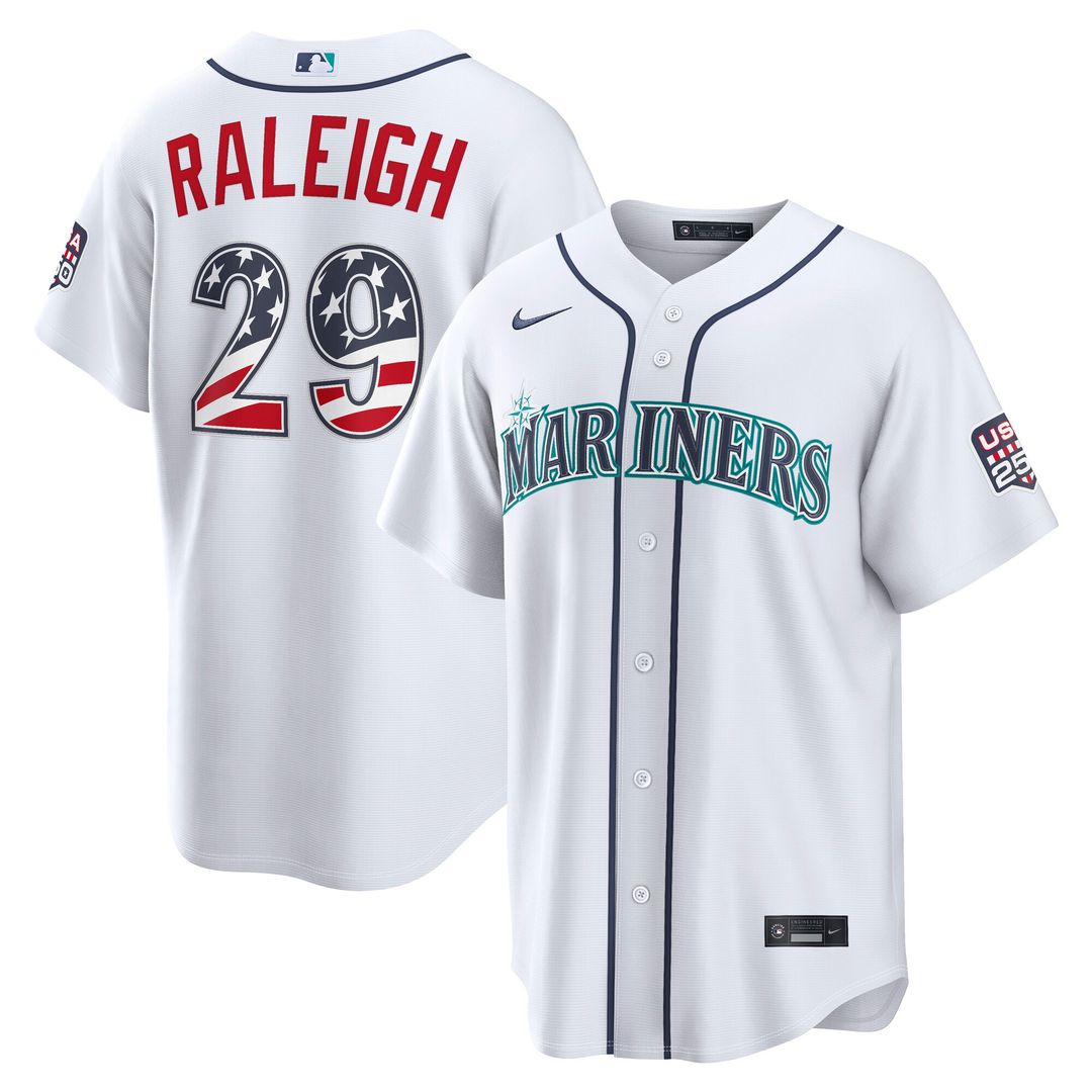 Cal Raleigh Seattle Mariners Nike USA 250 Fourth of July Home Stadium Jersey - White