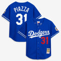 Mike Piazza Los Angeles Dodgers Mitchell & Ness Cooperstown Collection Mesh Batting Practice Button-Up Jersey - Royal