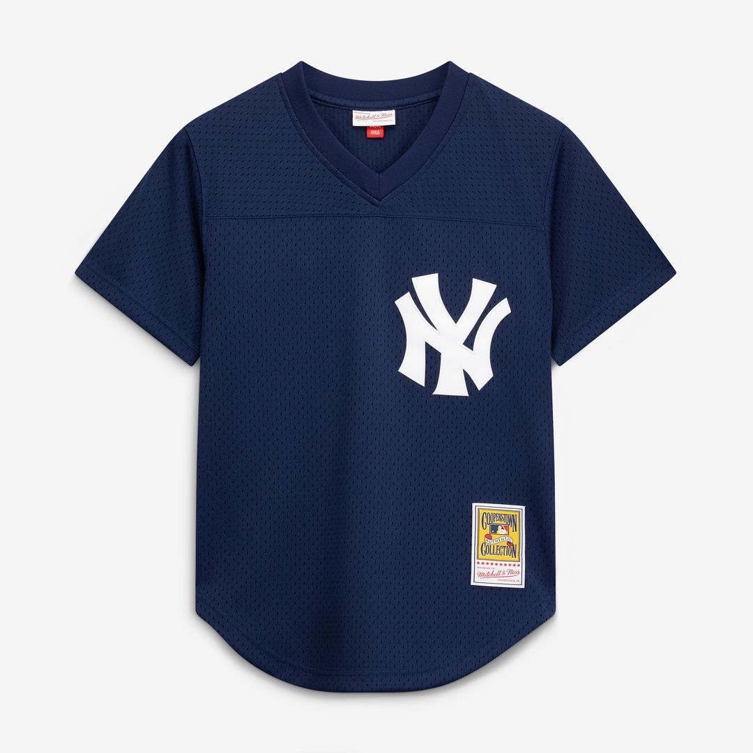 Rickey Henderson New York Yankees Mitchell & Ness Cooperstown Collection Mesh Batting Practice Button-Up Jersey - Navy