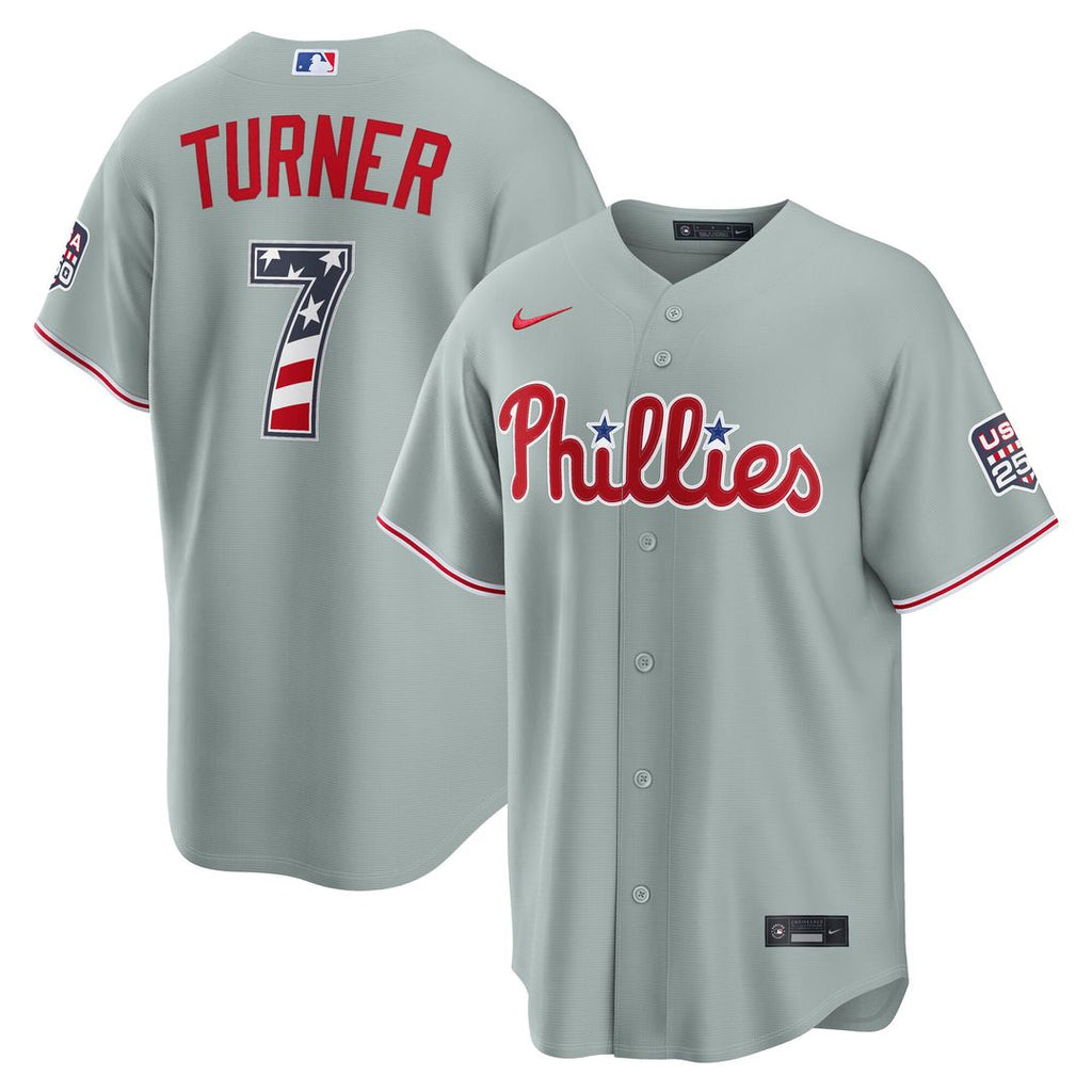 Trea Turner Philadelphia Phillies Nike USA 250 Fourth of July Road Stadium Jersey - Gray