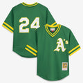 Rickey Henderson Athletics Mitchell & Ness Youth Cooperstown Collection Mesh Batting Practice Jersey - Green