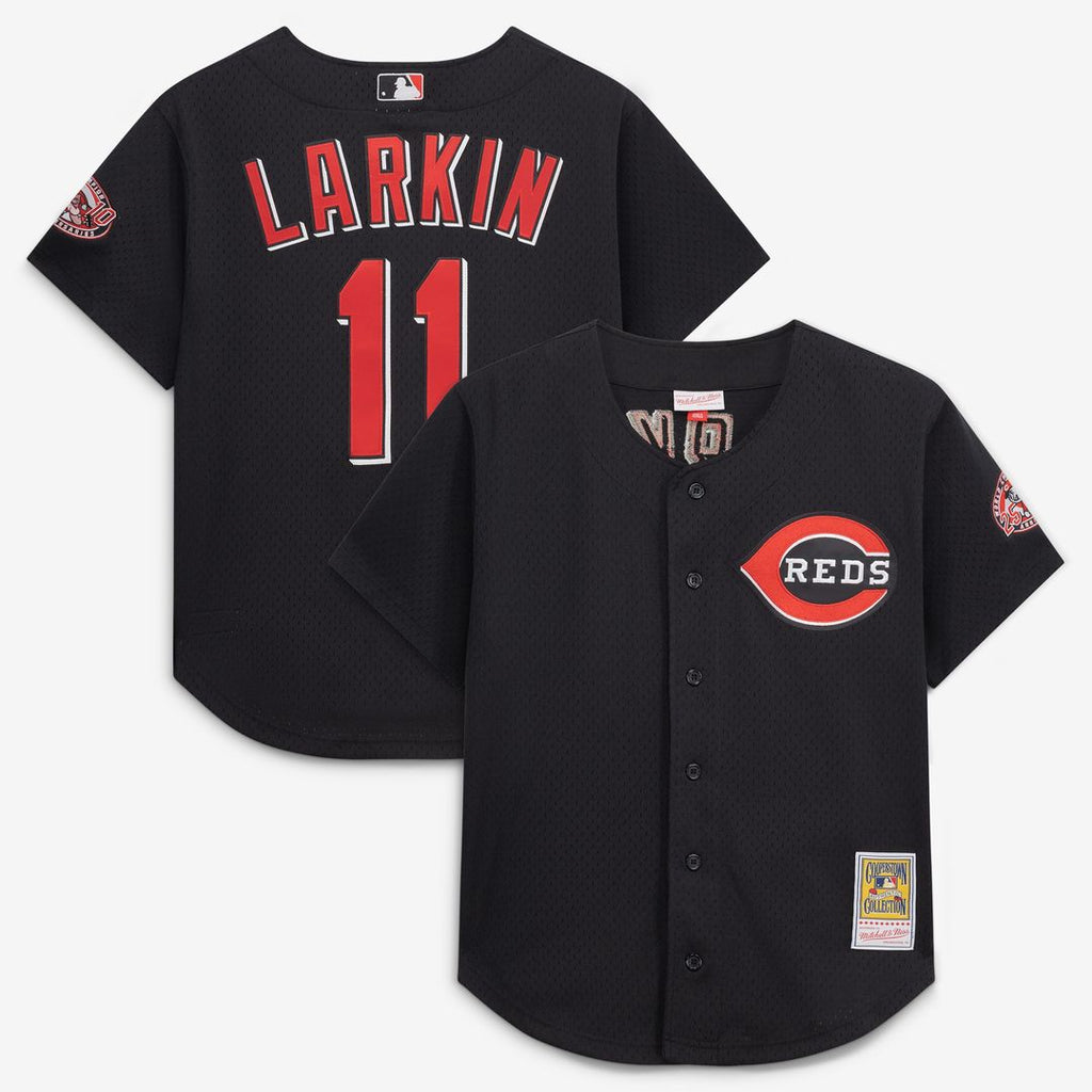 Barry Larkin Cincinnati Reds Mitchell & Ness Throwback Cooperstown Mesh Batting Practice Jersey - Red