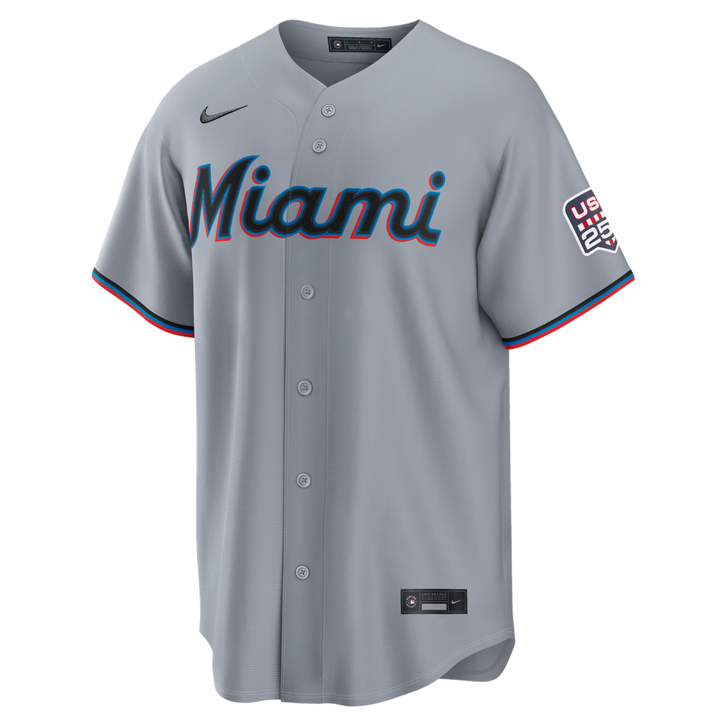 Kyle Stowers Miami Marlins Nike USA 250 Fourth of July Road Stadium Jersey - Gray