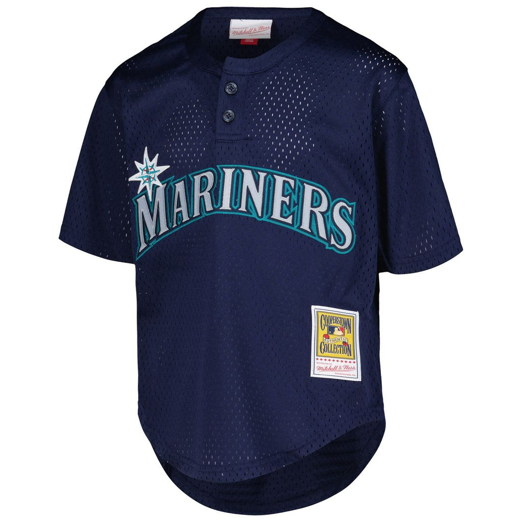 Ken Griffey Jr. Seattle Mariners Mitchell & Ness Youth Cooperstown Collection Mesh Batting Practice Jersey - Navy