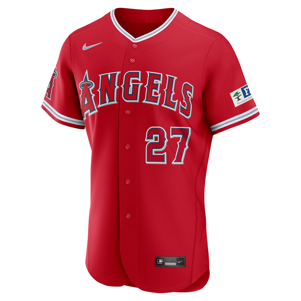 Mike Trout Los Angeles Angels Nike Alternate Authentic Sponsor Patch Jersey - Red