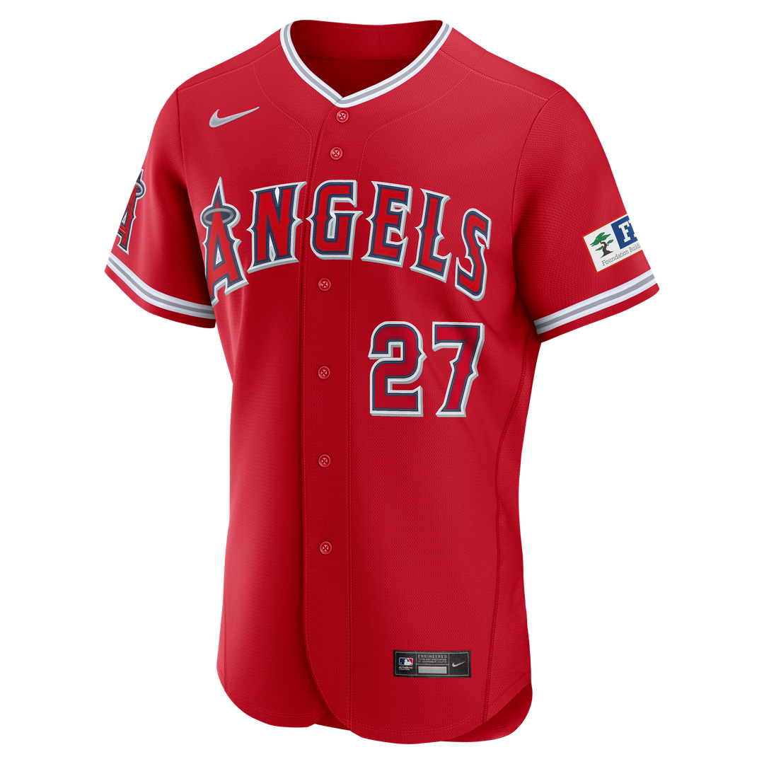 Mike Trout Los Angeles Angels Nike Alternate Authentic Sponsor Patch Jersey - Red