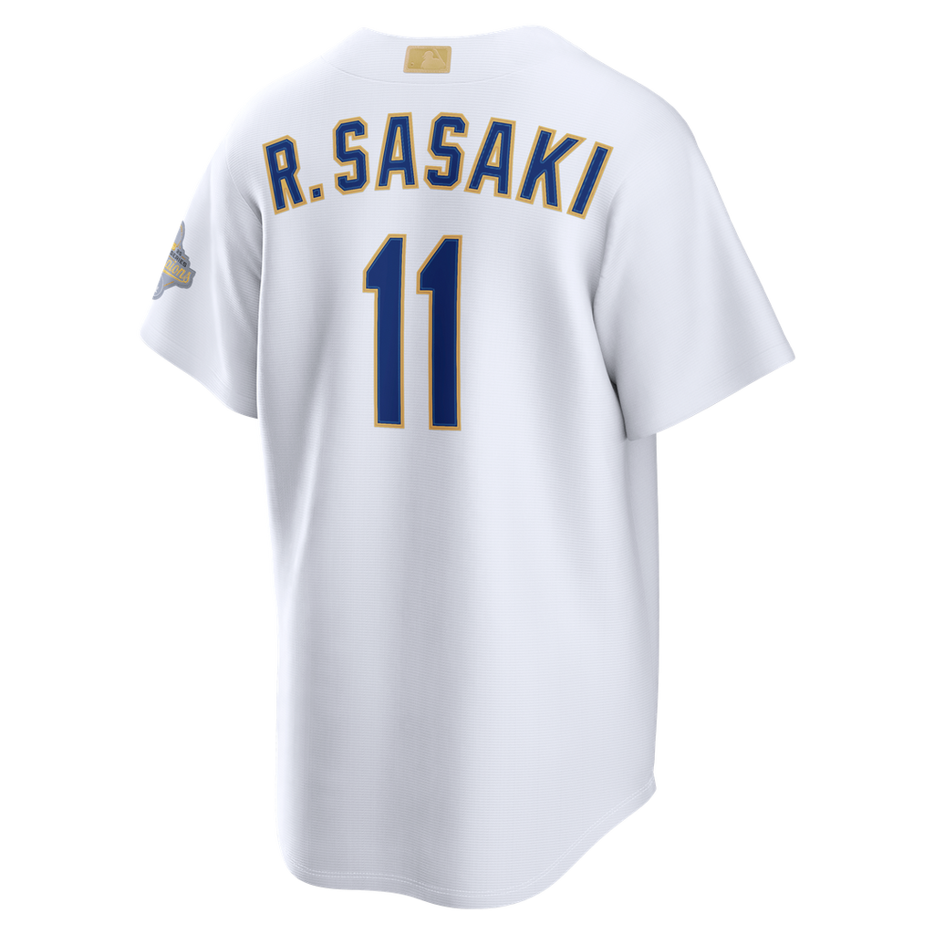 Roki Sasaki Los Angeles Dodgers Nike 2026 Gold Collection Stadium Jersey - White