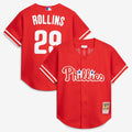 Jimmy Rollins Philadelphia Phillies Mitchell & Ness Cooperstown Mesh Batting Practice Button-Up Jersey - Red