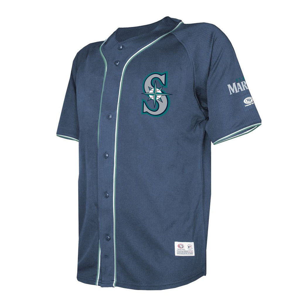 Seattle Mariners Stitches Team Color Full-Button Fashion Jersey - Navy