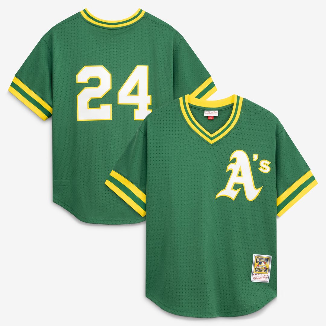Rickey Henderson Athletics Mitchell & Ness Authentic Batting Practice Jersey - Green