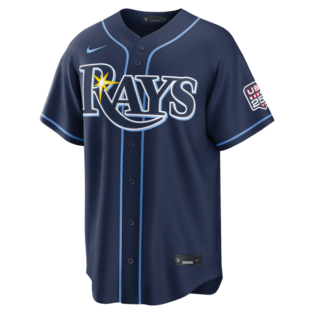 Junior Caminero Tampa Bay Rays Nike USA 250 Fourth of July Road Stadium Jersey - Navy