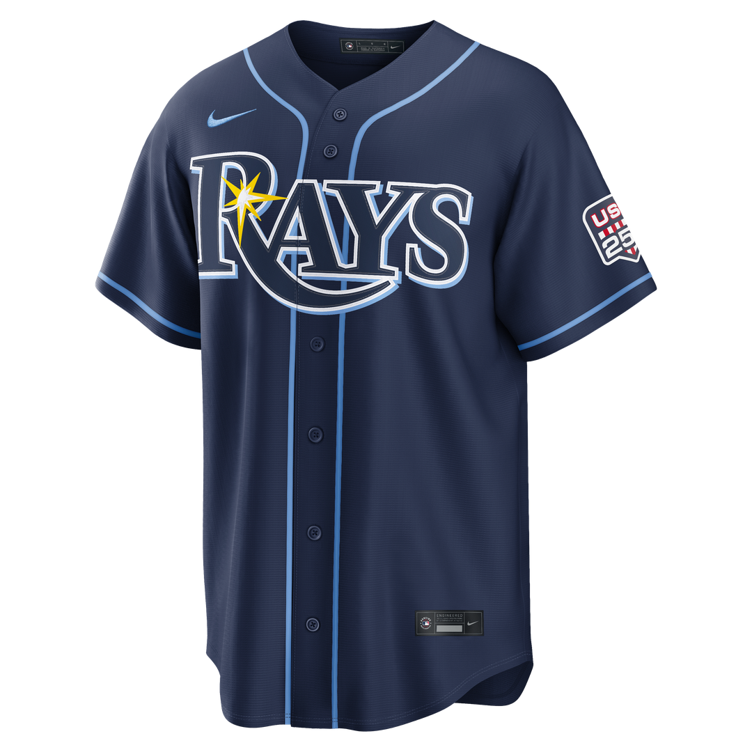Junior Caminero Tampa Bay Rays Nike USA 250 Fourth of July Road Stadium Jersey - Navy