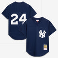 Rickey Henderson New York Yankees Mitchell & Ness Cooperstown Collection Mesh Batting Practice Button-Up Jersey - Navy