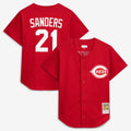 Deion Sanders Cincinnati Reds Mitchell & Ness Cooperstown Mesh Batting Practice Button-Up Jersey - Red