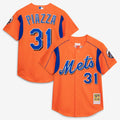 Mike Piazza New York Mets Mitchell & Ness Cooperstown Collection Mesh Batting Practice Button-Up Jersey - Orange