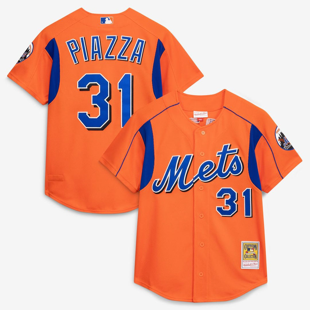 Mike Piazza New York Mets Mitchell & Ness Cooperstown Collection Mesh Batting Practice Button-Up Jersey - Royal