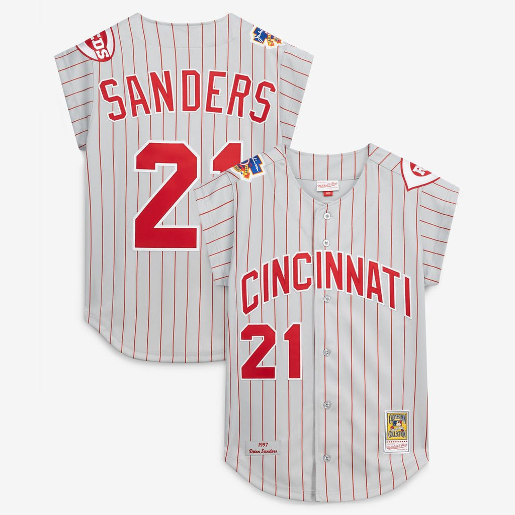 Deion Sanders Cincinnati Reds Mitchell & Ness 1997 Authentic Jersey - Gray