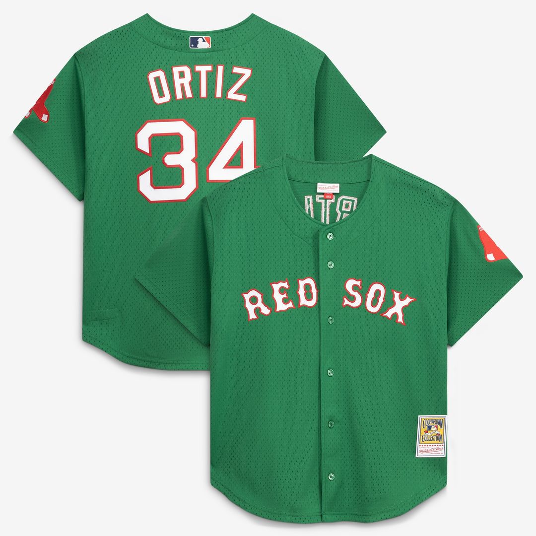 David Ortiz Boston Red Sox Mitchell & Ness Cooperstown Collection Mesh Batting Practice Button-Up Jersey - Red