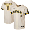 Jackson Chourio Milwaukee Brewers Nike Youth Home Stadium Jersey - Cream
